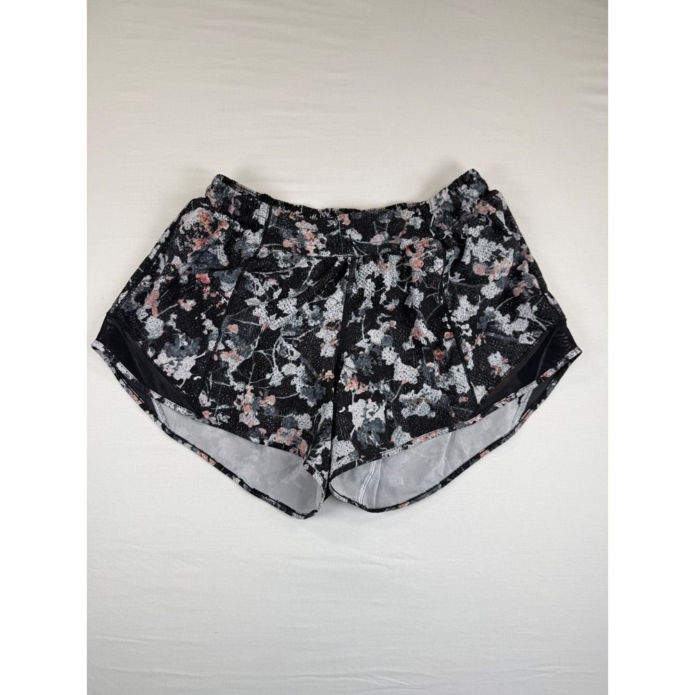 Lululemon Find Your Pace High-Rise Shorts 10 Tall Abstract Floral Black Multi